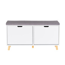 Skobænk med hynde og 2 vippeskuffer